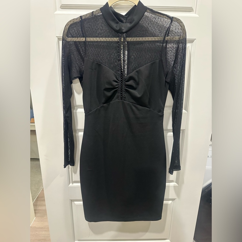 Lulu's Black Long Sleeve Lace Dress